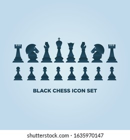 Flat and fun Chess Vector Illustration icon black set