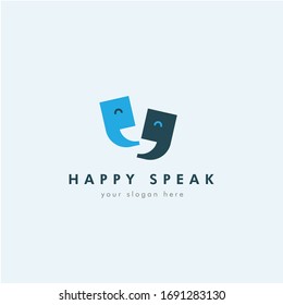 flat fun happy speak talk logo variation for business education company and organization community in white background