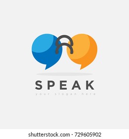 flat fun speak talk logo variation for business education company and organization community in white background