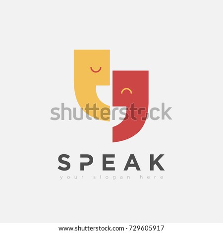 flat fun speak talk logo variation for business education company and organization community in white background