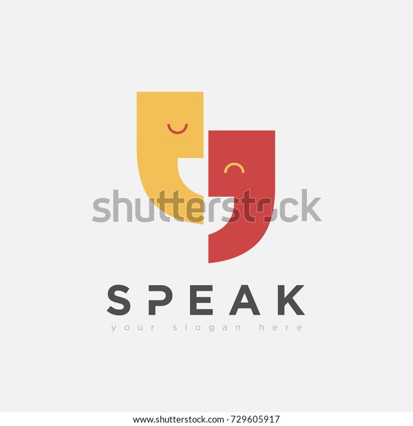 flat fun speak\
talk logo variation for business education company and organization\
community in white\
background