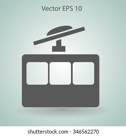 Flat funicular icon. Vector