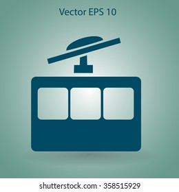 Flat funicular icon. Vector