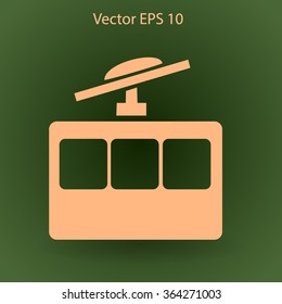 Flat funicular icon. Vector