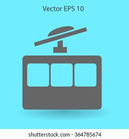 Flat funicular icon. Vector