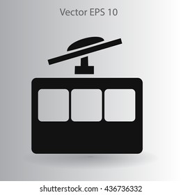 Flat funicular icon. Vector