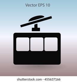 Flat funicular icon. Vector