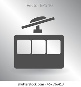 Flat funicular icon. Vector