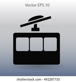 Flat funicular icon. Vector