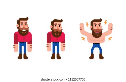 flat and funny bearded man mascot.
100% vector layered file