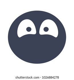 Flat funny cartoon style happy face icon, representing emotions with eyes only. Use as avatars, emoticons, emojis, smiles or stickers for web, messengers, mobile apps, chats, presentations.