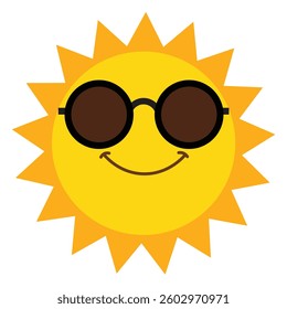 flat funny sun face icon illustration isolated on white background vector 