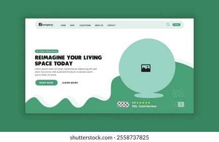 Flat furniture sale website landing page and web banner user interface design template
