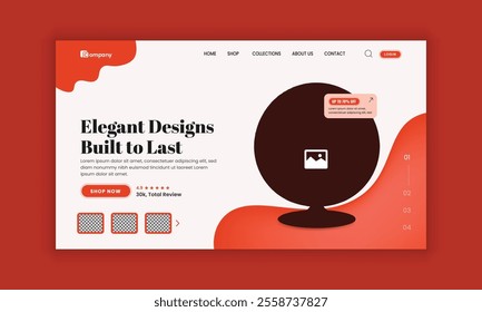 Flat furniture sale website landing page and web banner user interface design template
