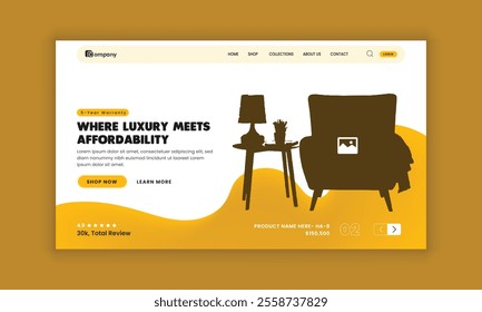 Flat furniture sale website landing page and web banner user interface design template
