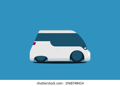 Flat future car vector isolated on color background