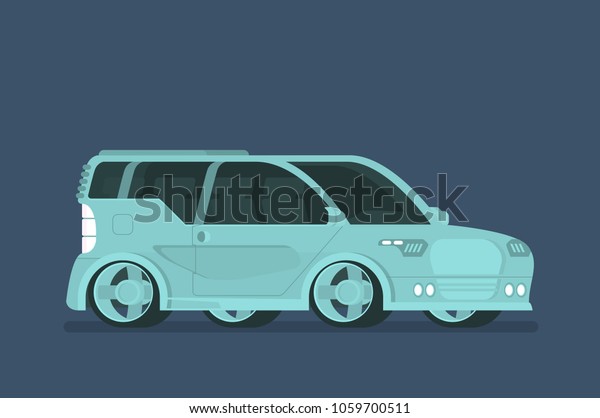 Flat
future car vector isolated on color
background
