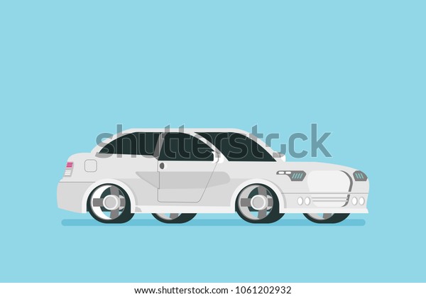 Flat\
future car vector isolated on color\
background