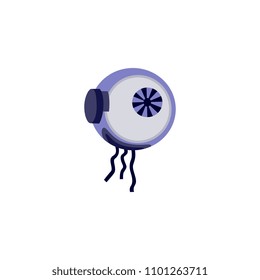 Flat futuristic eye prosthesis icon. Mechanical bionic human body part handicap, artificial organ or implant for medical surgery use. Vector isolated illustration