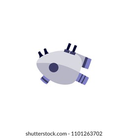 Flat futuristic heart prosthesis icon. Mechanical bionic human body part handicap, artificial breathe organ or implant for medical surgery use. Vector isolated illustration