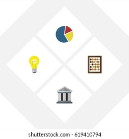 Flat Gain Set Of Bank, Counter, Bubl And Other Vector Objects. Also Includes Idea, Building, Calculator Elements.
