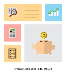 Flat Gain Set Of Growth, Calculate, Scan And Other Vector Objects. Also Includes Calculator, Diagram, Abacus Elements.