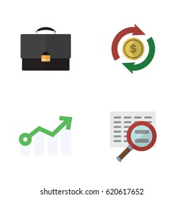 Flat Gain Set Of Portfolio, Scan, Growth And Other Vector Objects. Also Includes Interchange, Growth, Portfolio Elements.