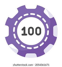 A flat gambling coin in editable design, casino checks icon