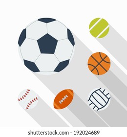 Flat game balls icons design 