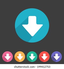 Flat game graphics icon arrow down
