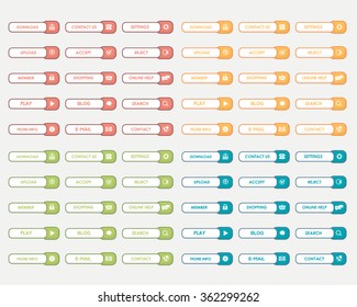 Flat, Game Style Website Buttons Set Design