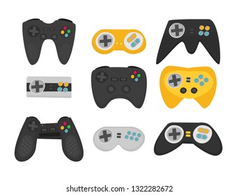 Flat gamepad set isolated on white background