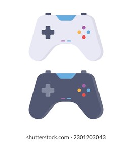 Paquetes planos para consola en colores blanco y negro. Diseño del concepto de dispositivo joystick para juegos.