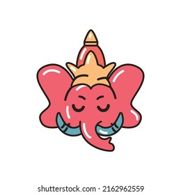 diseño de cara de ganesha plana sobre blanco