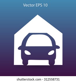 Flat garage icon. Vector