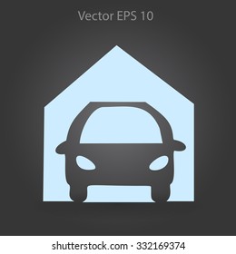 Flat garage icon. Vector