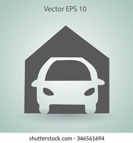 Flat garage icon. Vector