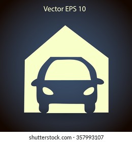 Flat garage icon. Vector