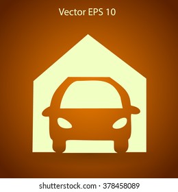 Flat garage icon. Vector