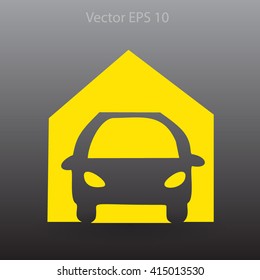 Flat garage icon. Vector