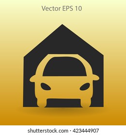 Flat garage icon. Vector