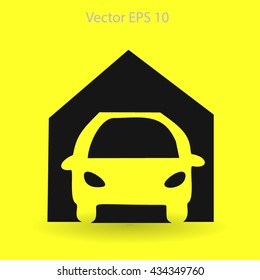 Flat garage icon. Vector