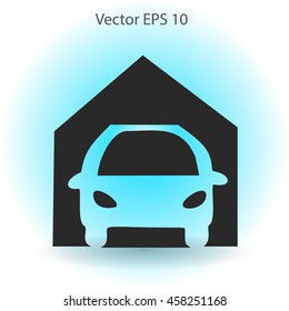 Flat garage icon. Vector