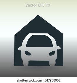 Flat garage icon. Vector