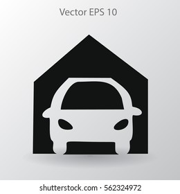 Flat garage icon. Vector