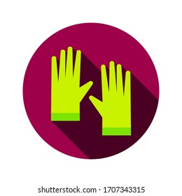 Flat Garden Gloves Circle Icon.Vector Illustration of Gardening Object.