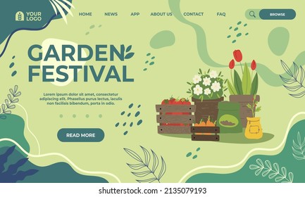 Flat gardening landing page template. Vector illustration.