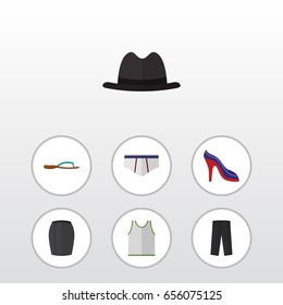 Flat Garment Set Of  Underclothes, Singlet And Other Vector Objects. Also Includes Panama Hat, Singlet Elements.