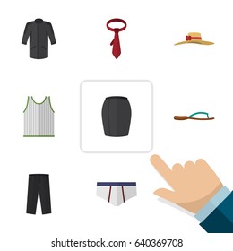 Flat Garment Set Of Uniform, Cravat, Singlet And Other Vector Objects. Also Includes Flop, Uniform, Leggings Elements.