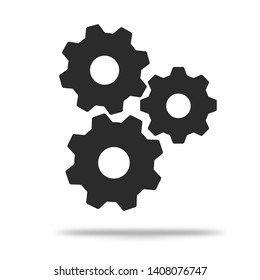 Flat gear icon Simple, modern look Isolated on a white background.